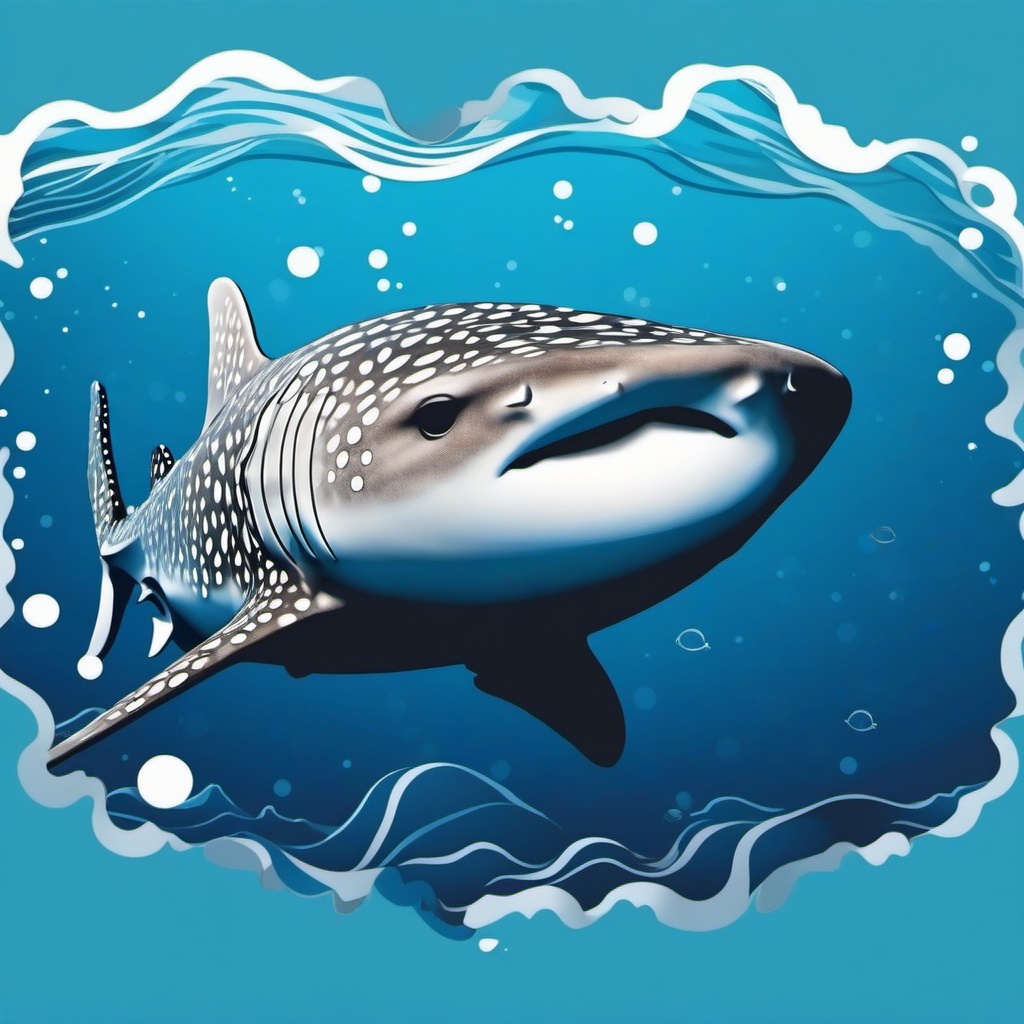 Whale Shark Sticker - A gentle giant, the whale shark, swimming peacefully in the vast ocean., ,vector color sticker art,minimal