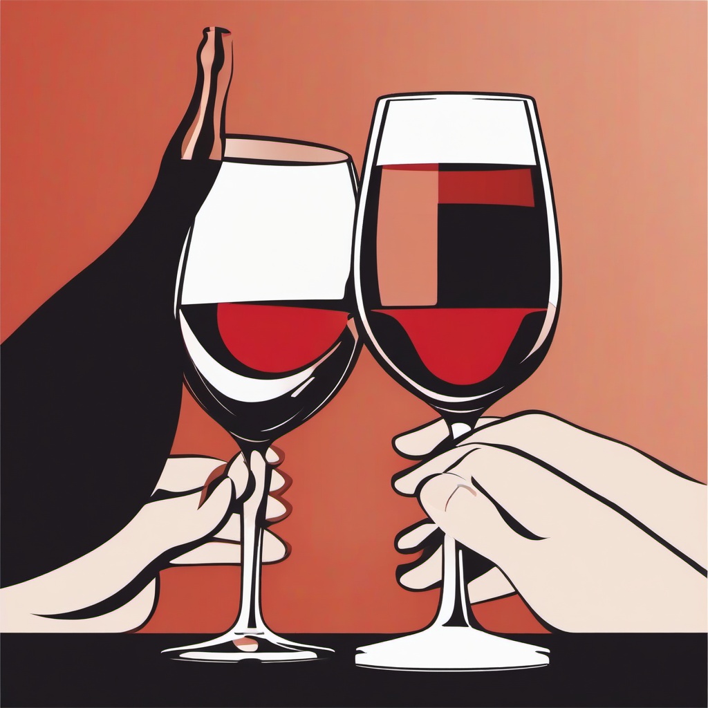 Celebration clipart - couple toasting with wine glasses  color,minimalist,vector clipart