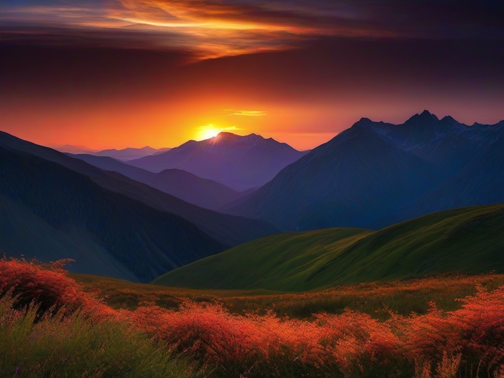 Sunset Wallpaper - Sunset casting a warm glow on mountain peaks.  sunset background