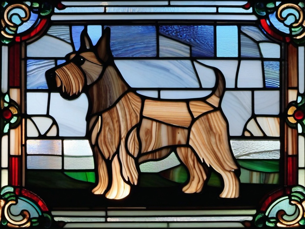 Stained Glass Scottish Terrier - Scottish terrier with upright ears  