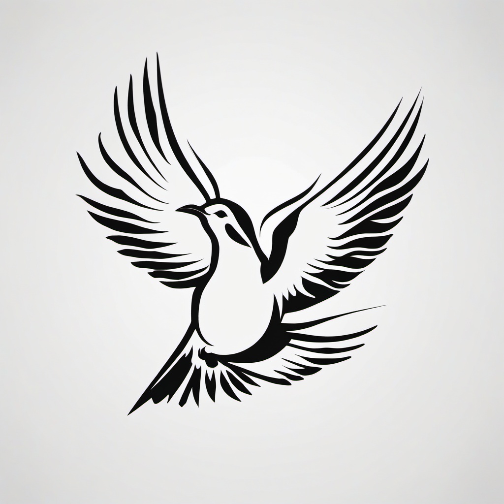 Dove Flying Tattoo - Dove in motion  minimal tattoo design, white background