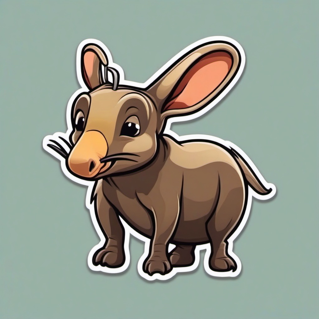 Aardvark cartoon - long-snouted, ant-eating animal  cartoon sticker style