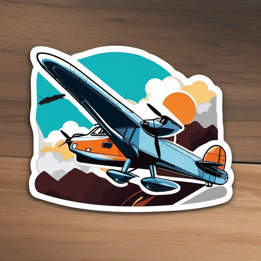 Propeller Aircraft Sticker - Skyward adventure, ,vector color sticker art,minimal