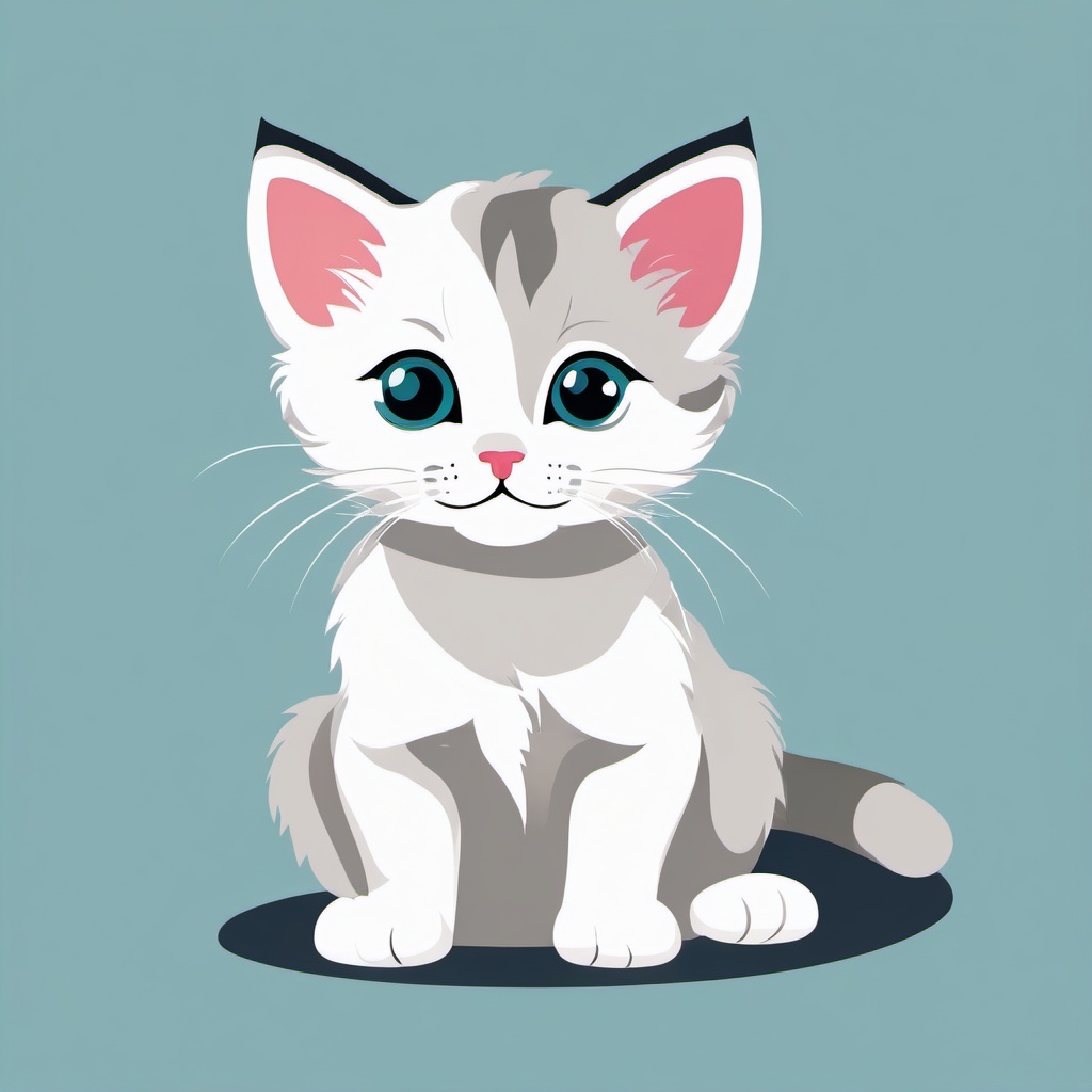 Kitten clipart, A playful kitten in an adorable pose.  simple, 2d flat