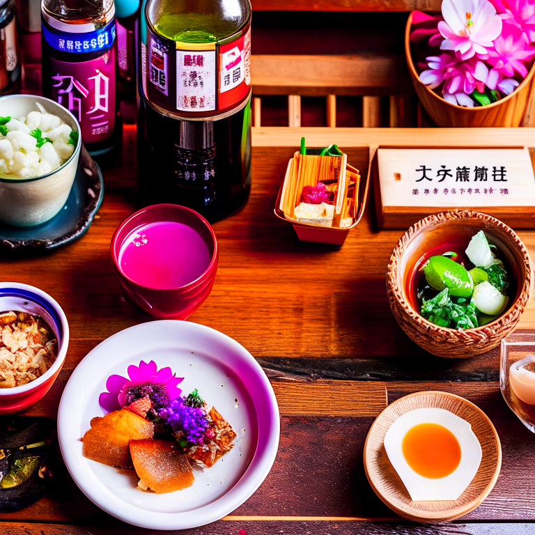 japanese izakaya, sharing small plates of japanese comfort food and drinks in a cozy pub. 