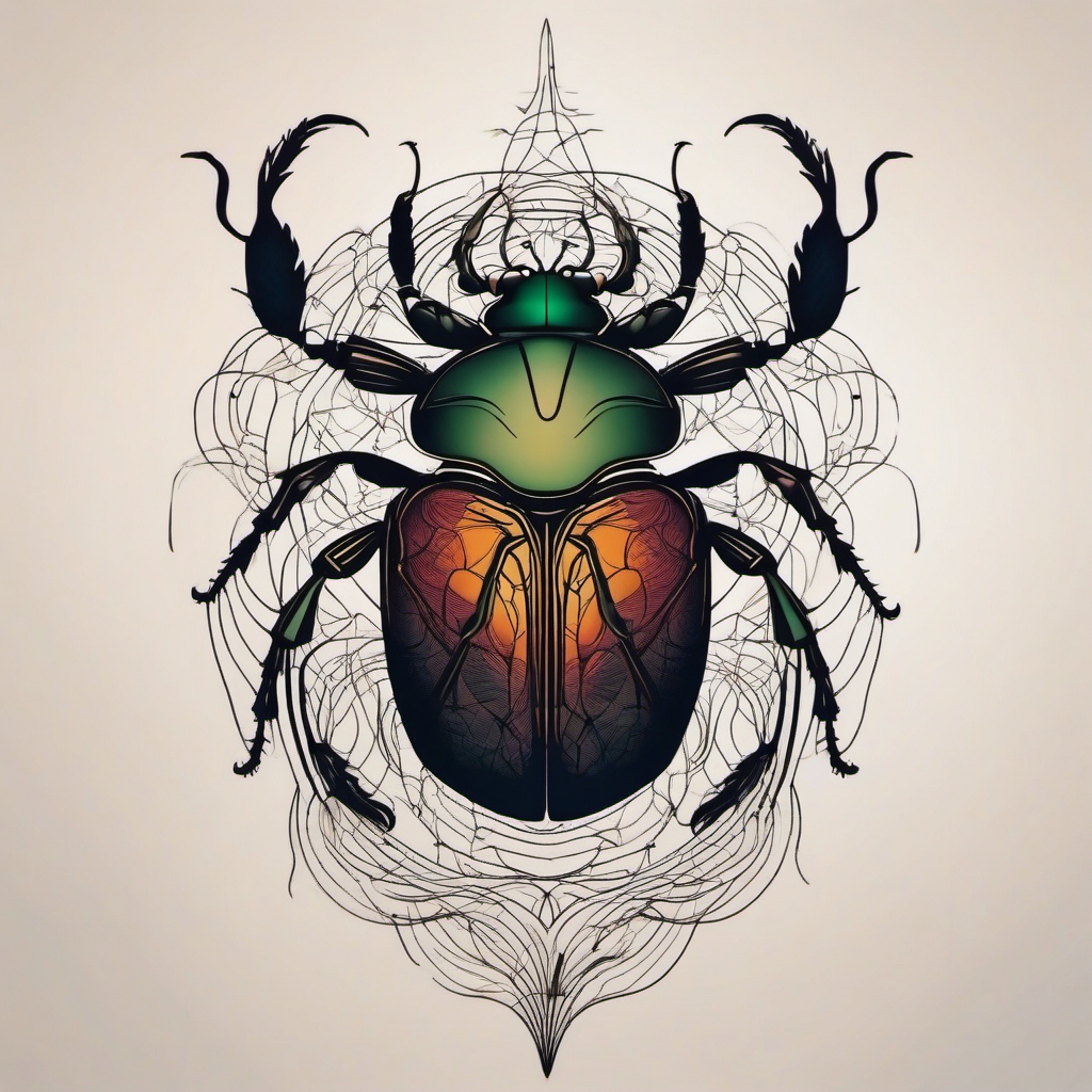 Abstract beetle roots tattoo. Deep connection to the earth.  minimal color tattoo design