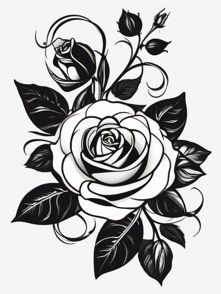 black rose vine tattoo design  simple vector color tattoo