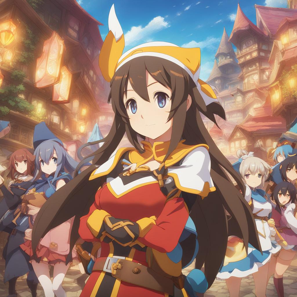 konosuba - embarks on whimsical misadventures in a vibrant, candy-colored fantasy world. 