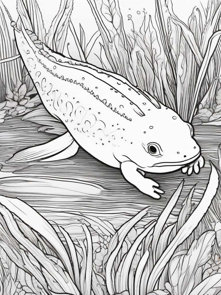 Axolotl Coloring Pages - Axolotl with a vibrant pink color and friendly smile  simple coloring pages