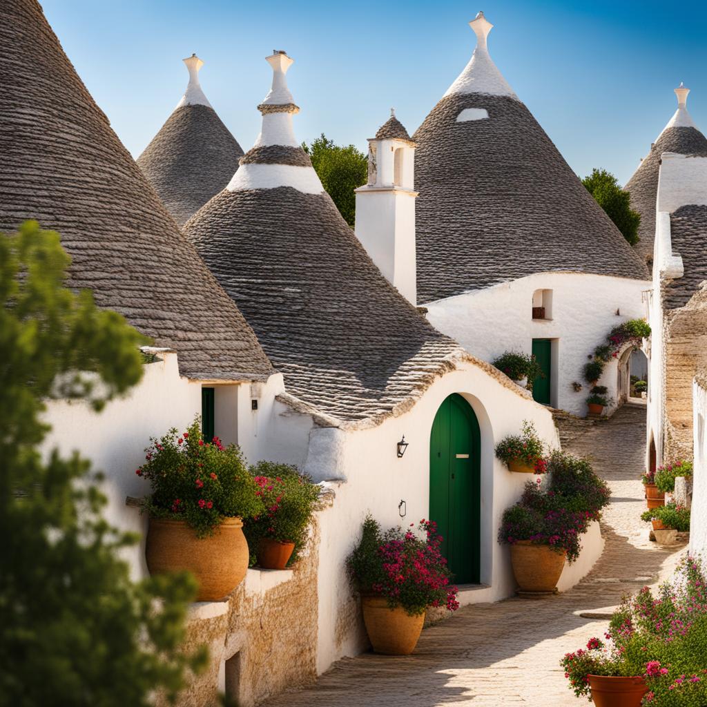 alberobello's trulli magic - illustrate the magic of alberobello's trulli, with their conical roofs and unique architectural style. 