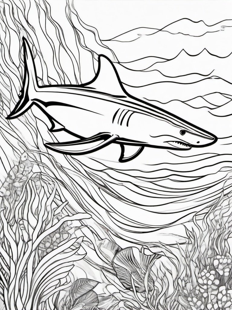 Shark Coloring Pages - Apex Predator of the Ocean  black outline printable sheet, coloring page