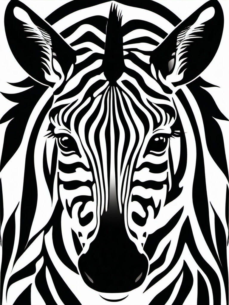 Zebra Sticker - A striking zebra with black and white stripes. ,vector color sticker art,minimal