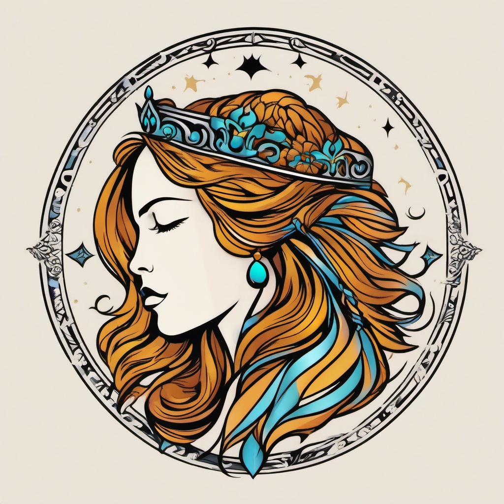 virgo leo tattoo combined  simple vector color tattoo