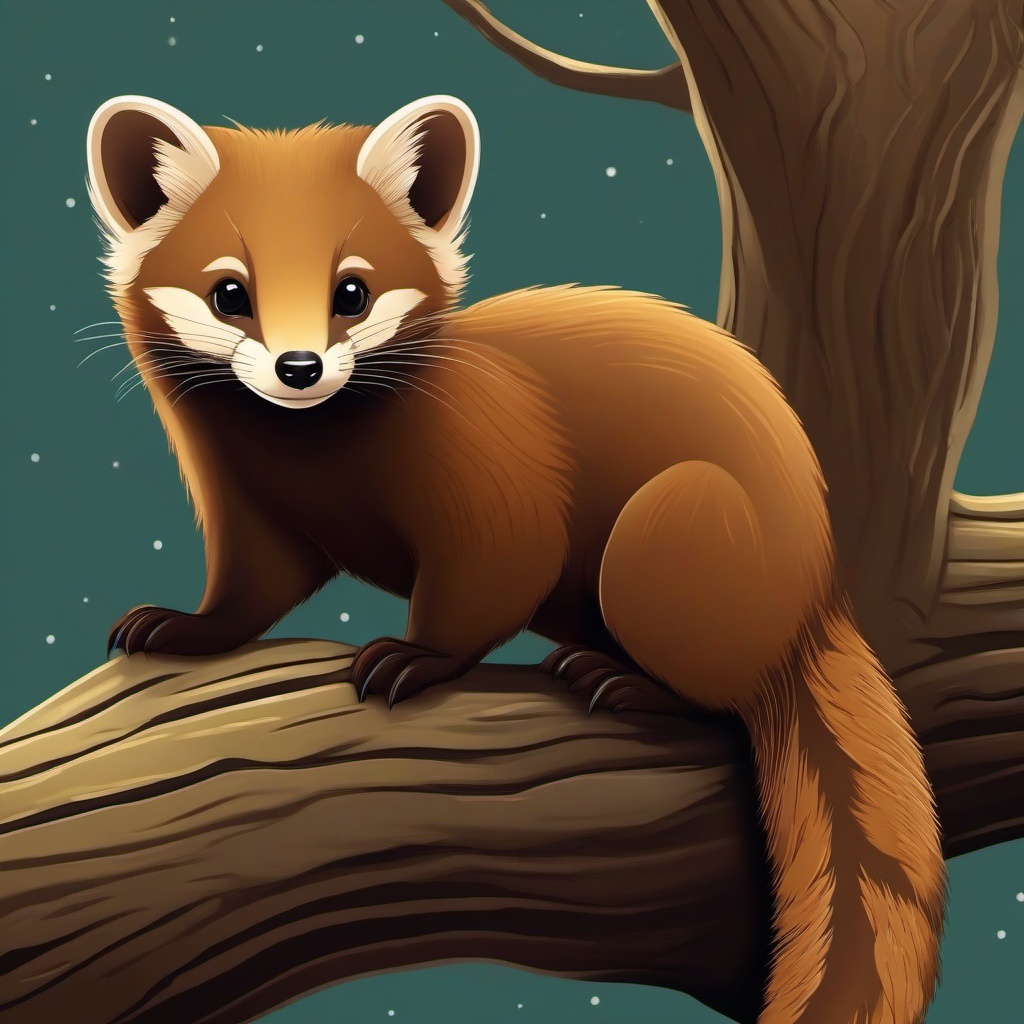 Pine Marten cartoon - nimble, brown-furred tree-climber  