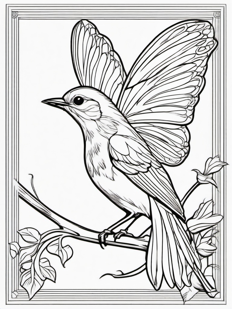 Fairy and a Bluebird Coloring Pages - Fairy Talking to a Chirping Bluebird  minimal black outline printable sheet, coloring page