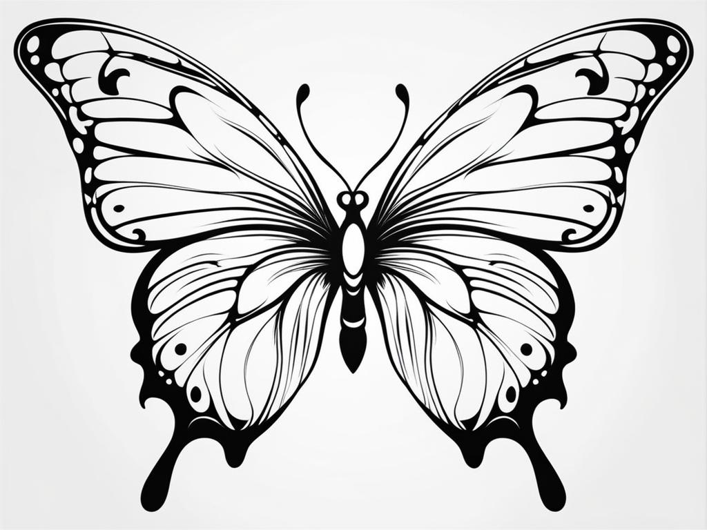 Simple butterfly tattoo,Elegant and straightforward butterfly tattoo designs. tattoo design, white background