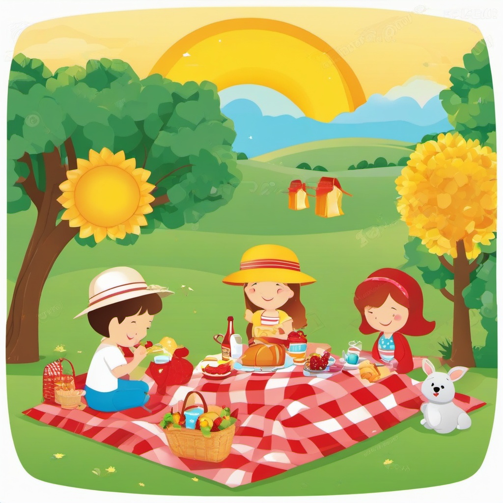 Sunshine clipart - sunshine warming a picnic scene  