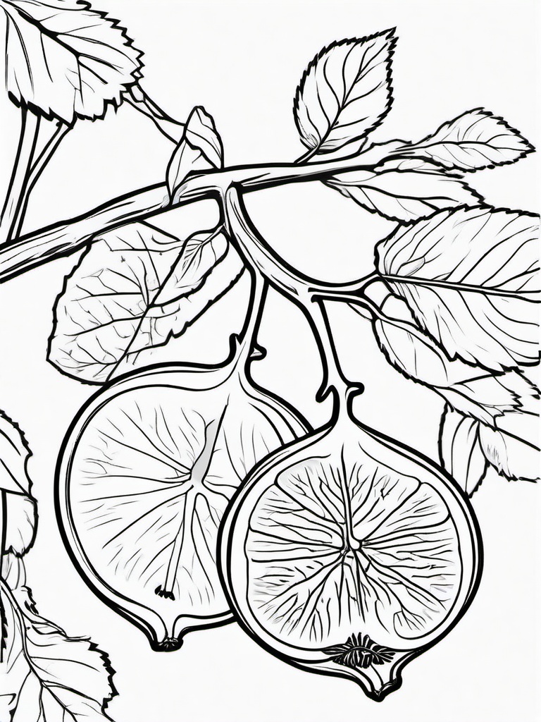 Fruit Coloring Pages - Fresh figs on a branch  simple coloring pages