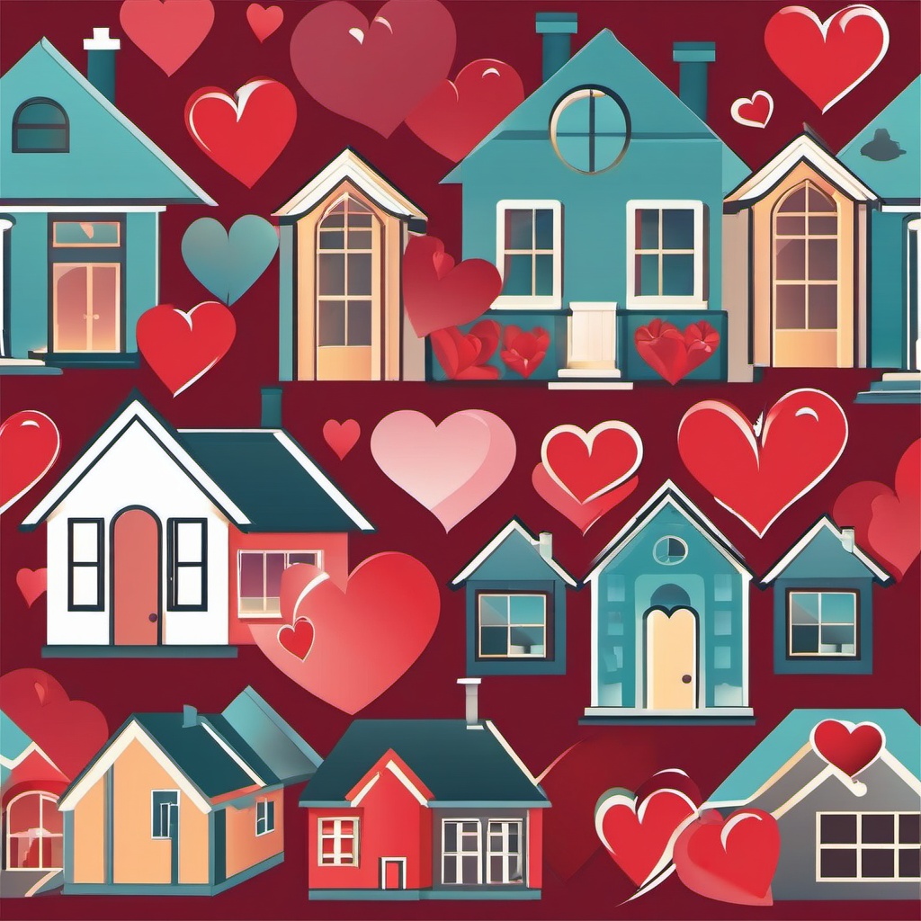 House and heart icon - House and heart for love and family,  color clipart, vector art