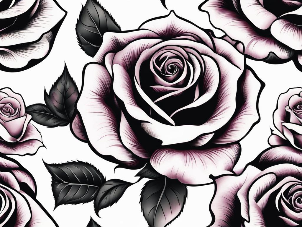 Dead rose tattoo, Tattoos featuring withered or dead roses.  color, tattoo patterns, white clean background