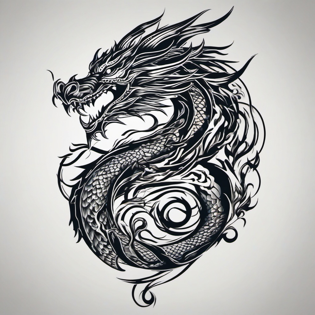 Best Dragon Tattoo - Dragon tattoos considered to be among the best or most exceptional.  simple color tattoo,minimalist,white background