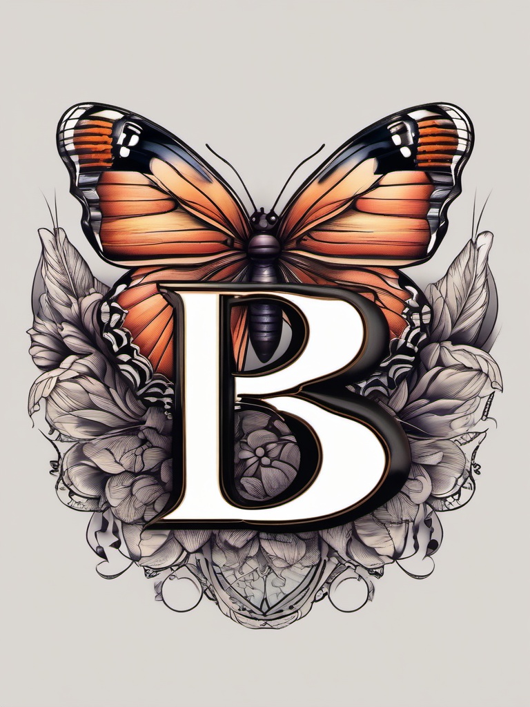 letter b butterfly tattoo  