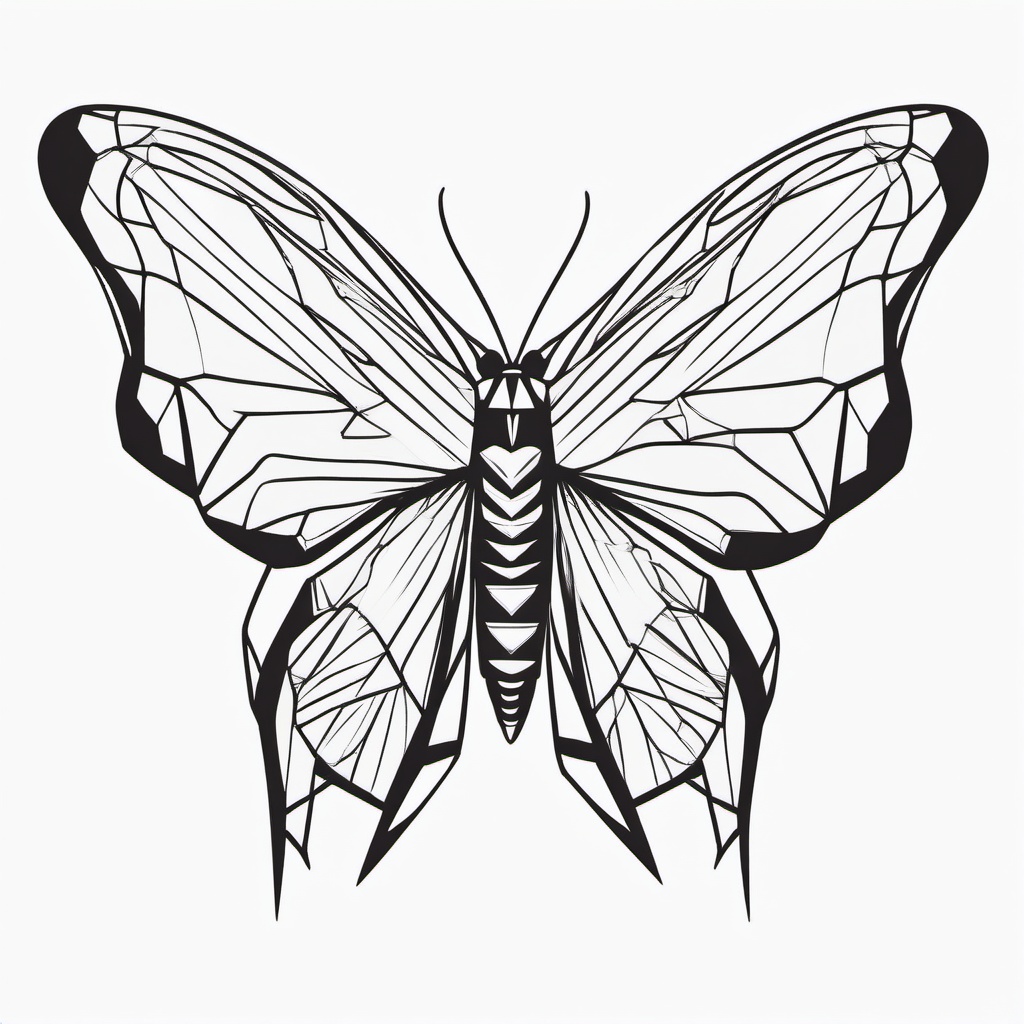 Folding Moth Tattoo - Tattoo featuring a folding or origami-style moth.  simple vector tattoo,minimalist,white background