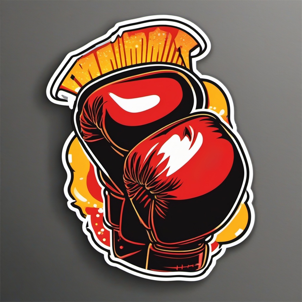 Boxing Gloves Sticker - Punching strength, ,vector color sticker art,minimal