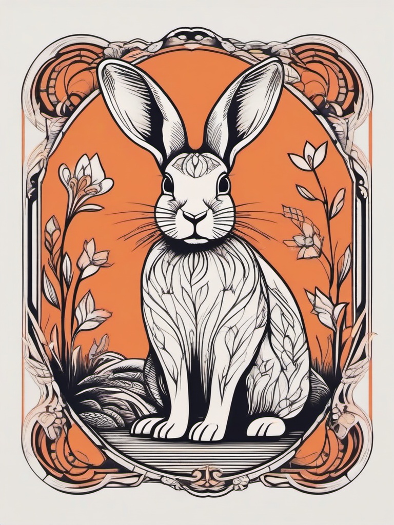 rabbit tattoo simple  minimalist color tattoo, vector