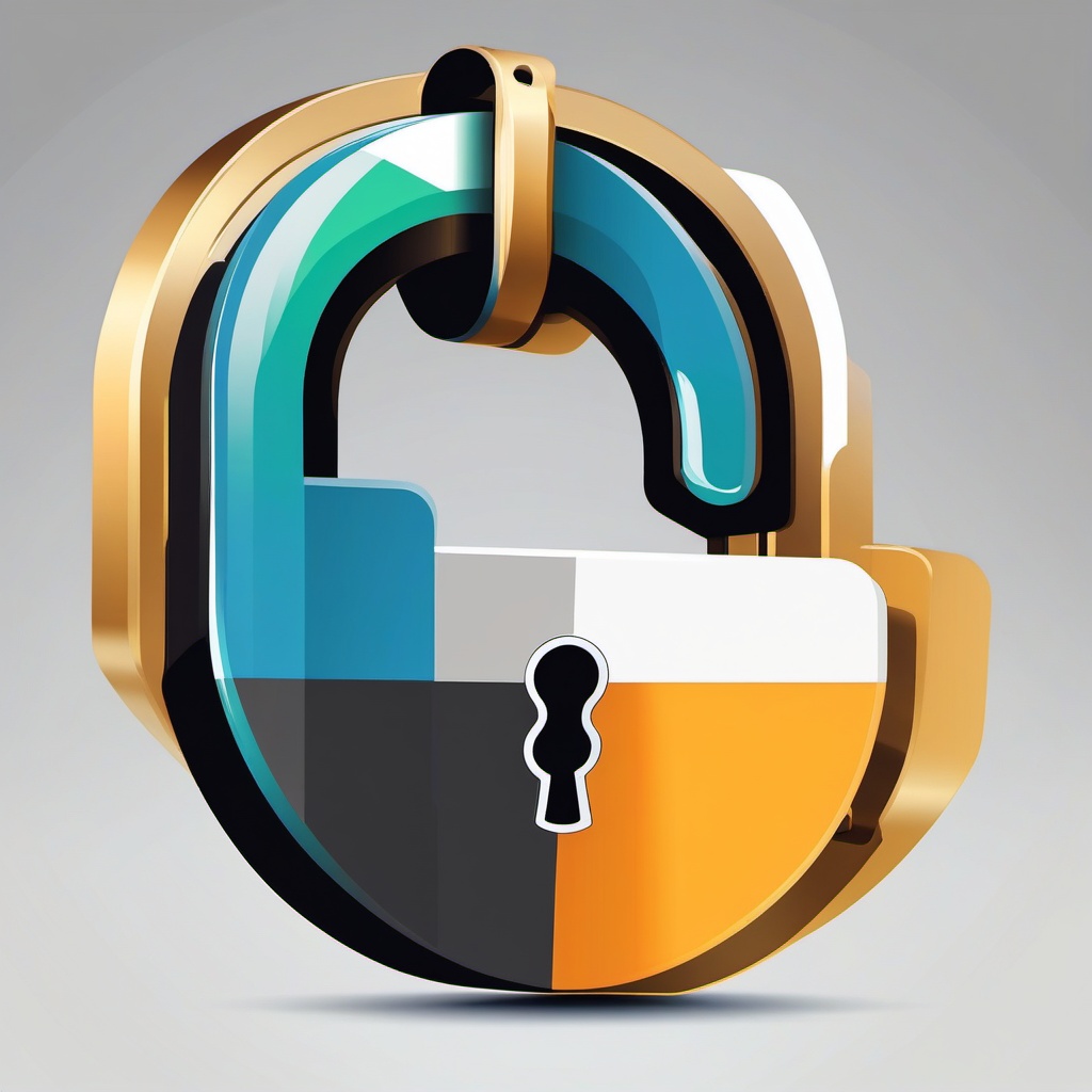 Clipart of a Lock - Padlock symbolizing security and privacy,  color vector clipart, minimal style