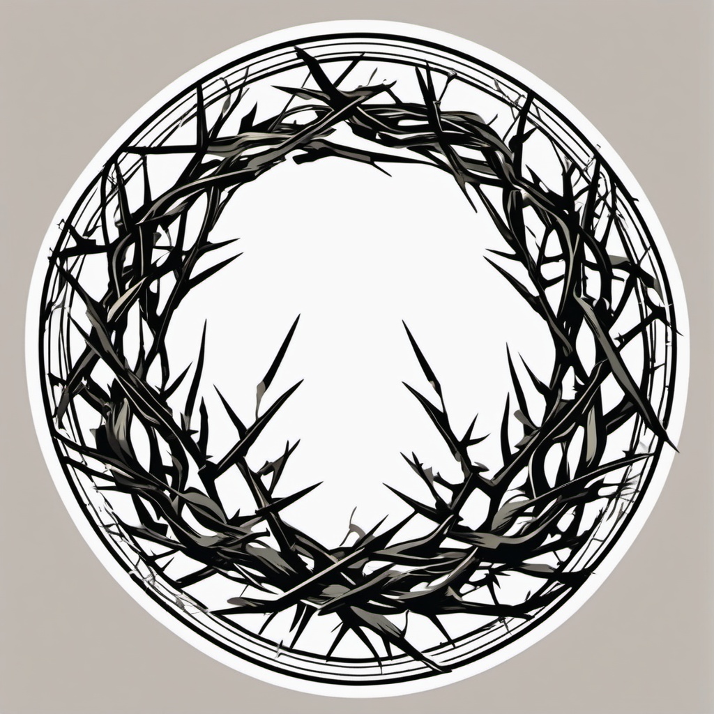 Crown of thorns sticker, Symbolic , sticker vector art, minimalist design