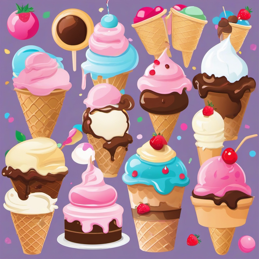 Ice Cream clipart - ice cream party with friends  