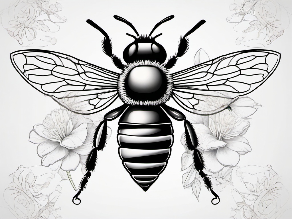 Realistic Honey Bee Tattoos - Explore the artistry of realistic honey bee tattoos, featuring detailed and intricate designs  simple tattoo,minimalist,white background