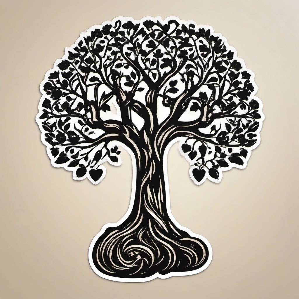 Love Tree Carving Emoji Sticker - Etching love in the enduring tree of life, , sticker vector art, minimalist design