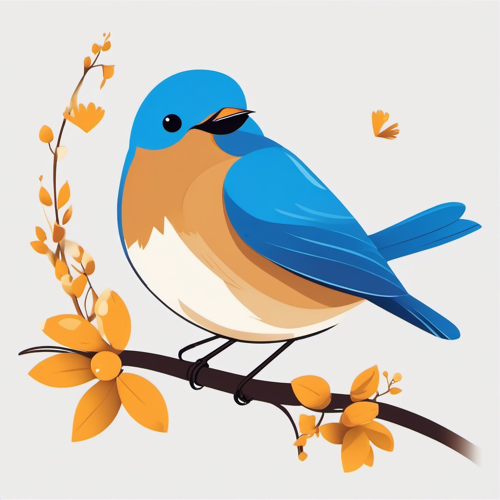 Bluebird Clipart - Bluebird singing a cheerful melody on a sunny day , minimal, 2d