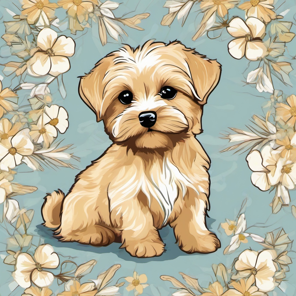 a blonde morkie puppy
  , vector illustration, clipart