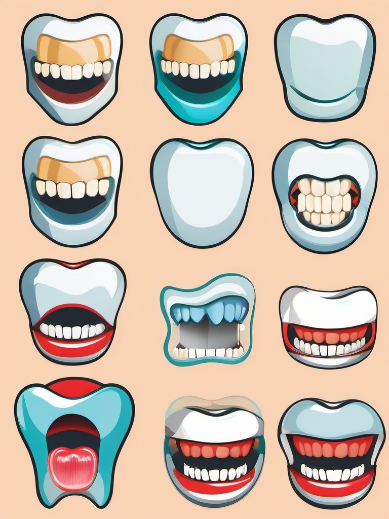 Teeth clipart - set of baby teeth and adult teeth comparison  