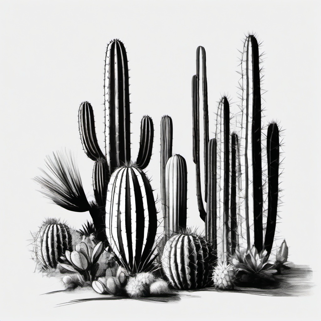 sketch of cactus  minimal rough sketch scribbles,doodles,black and white