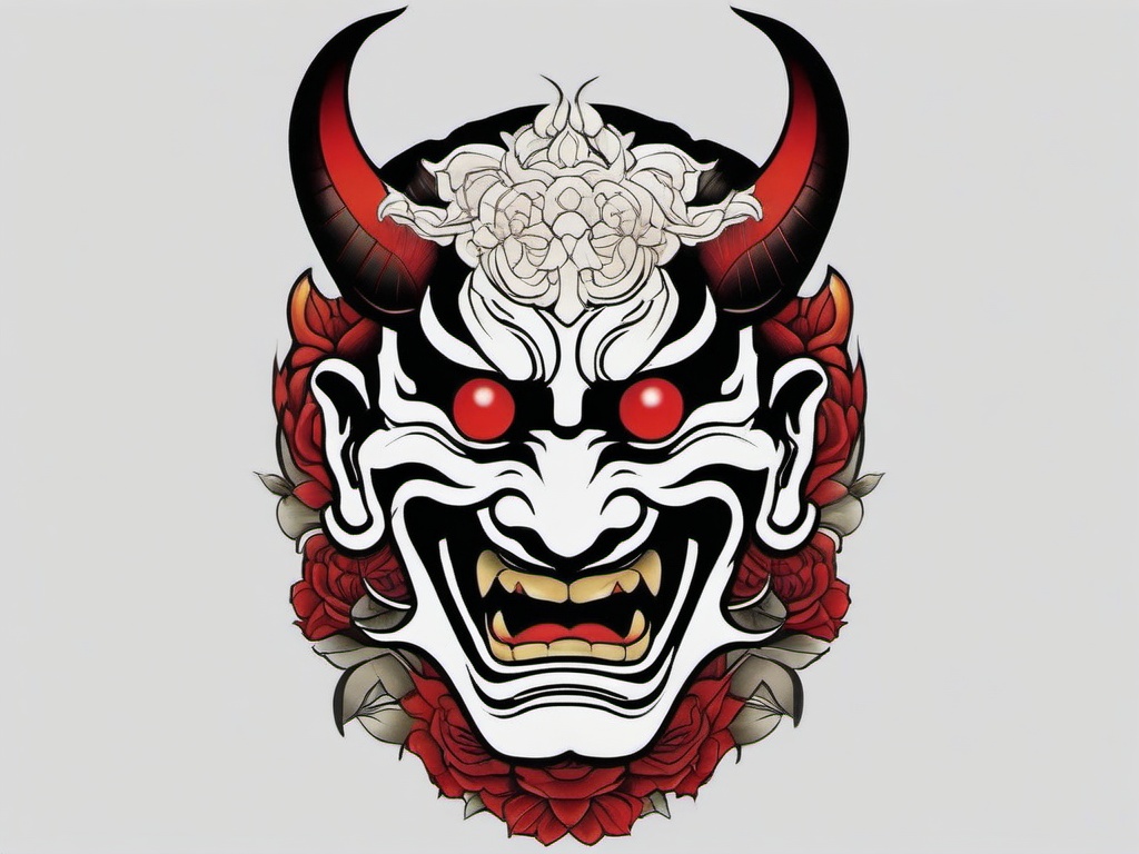 yakuza hannya tattoo  simple color tattoo,white background,minimal