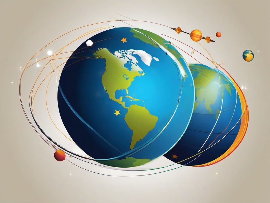 Science clipart - planet Earth with orbiting satellites  