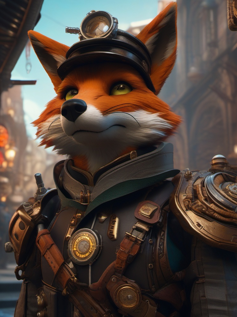 Warforged Scout's Robotic Fox in a Steampunk City detailed matte painting, deep color, fantastical, intricate detail, splash screen, complementary colors, fantasy concept art, 8k resolution trending on artstation unreal engine 5