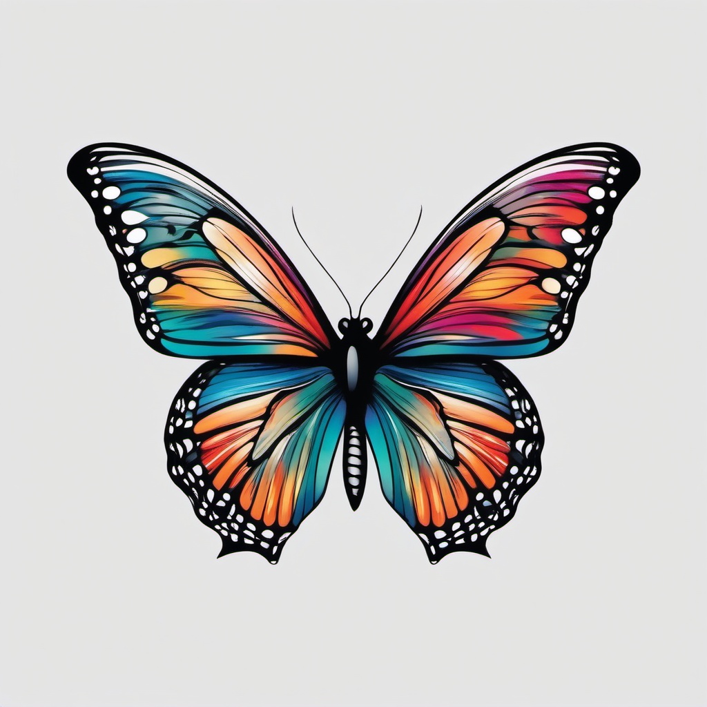 colour butterfly tattoo designs  simple color tattoo, minimal, white background