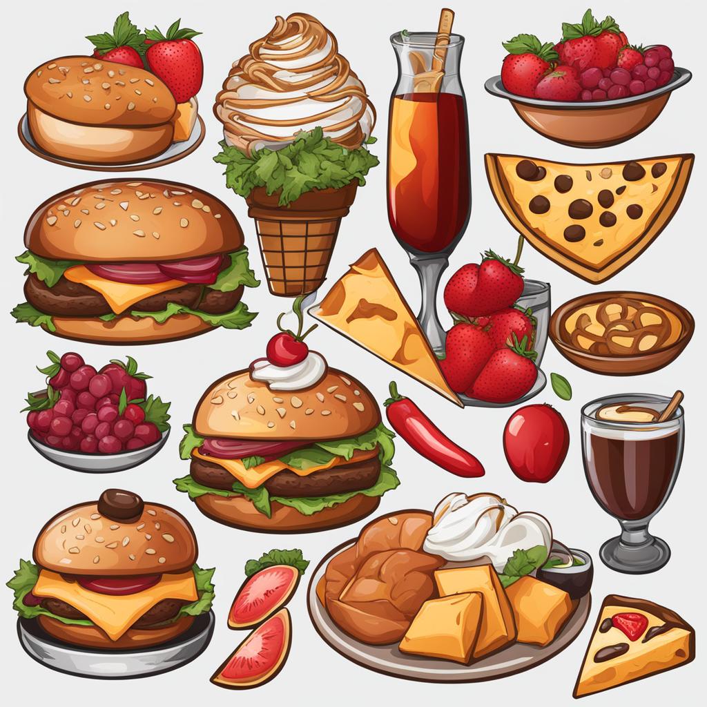 food clipart - an assortment of mouthwatering and delectable food items. 