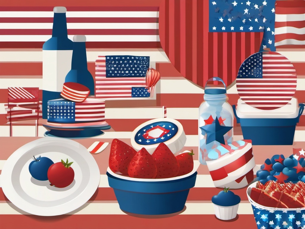 4th of July clipart - picnic setup with patriotic themes  