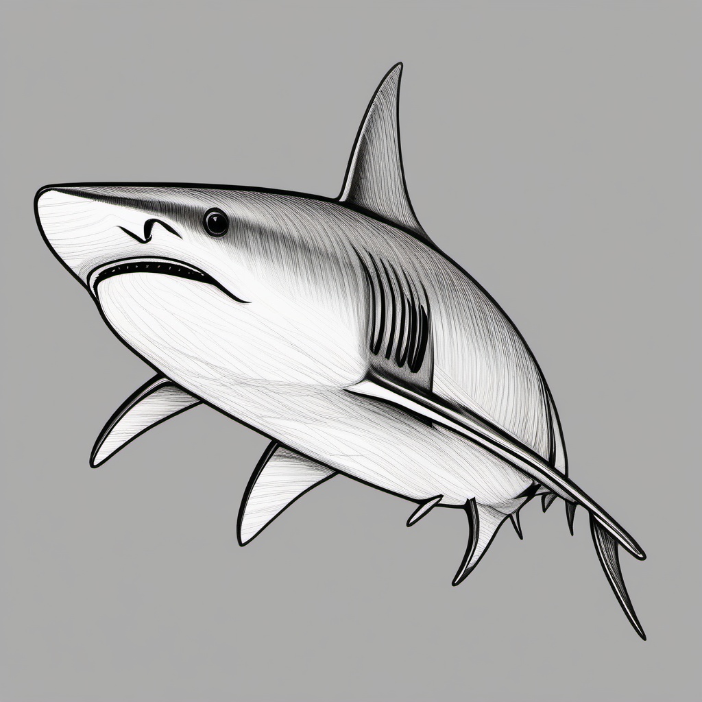 drawing of Dusky shark  minimal rough sketch scribbles,doodles,black and white