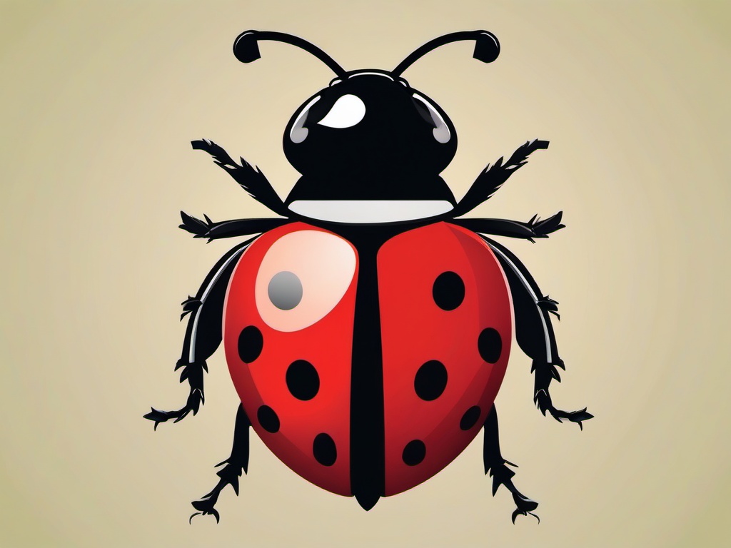 Ladybird clipart - cartoon ladybird with large eyes  color,minimalist,vector clipart