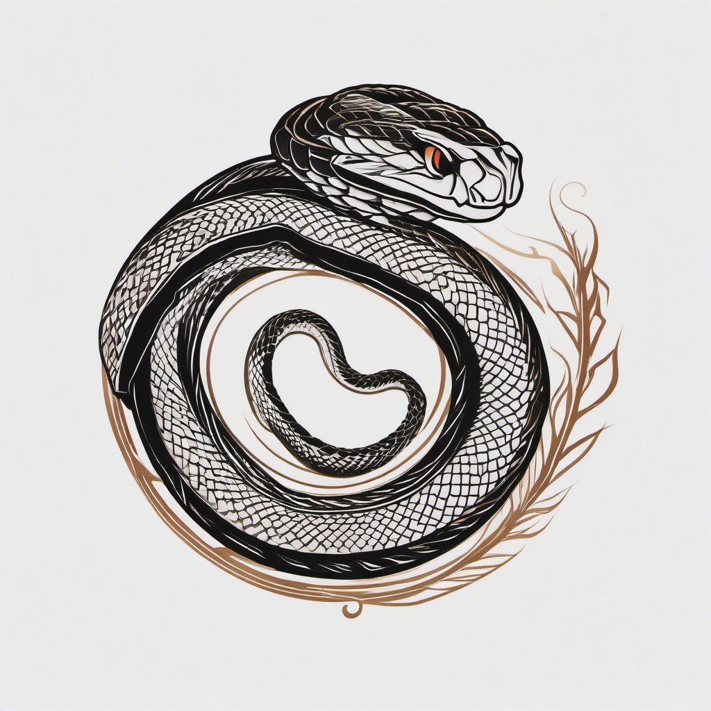 Copperhead Tattoo - Tattoo featuring the copperhead snake.  simple vector tattoo,minimalist,white background