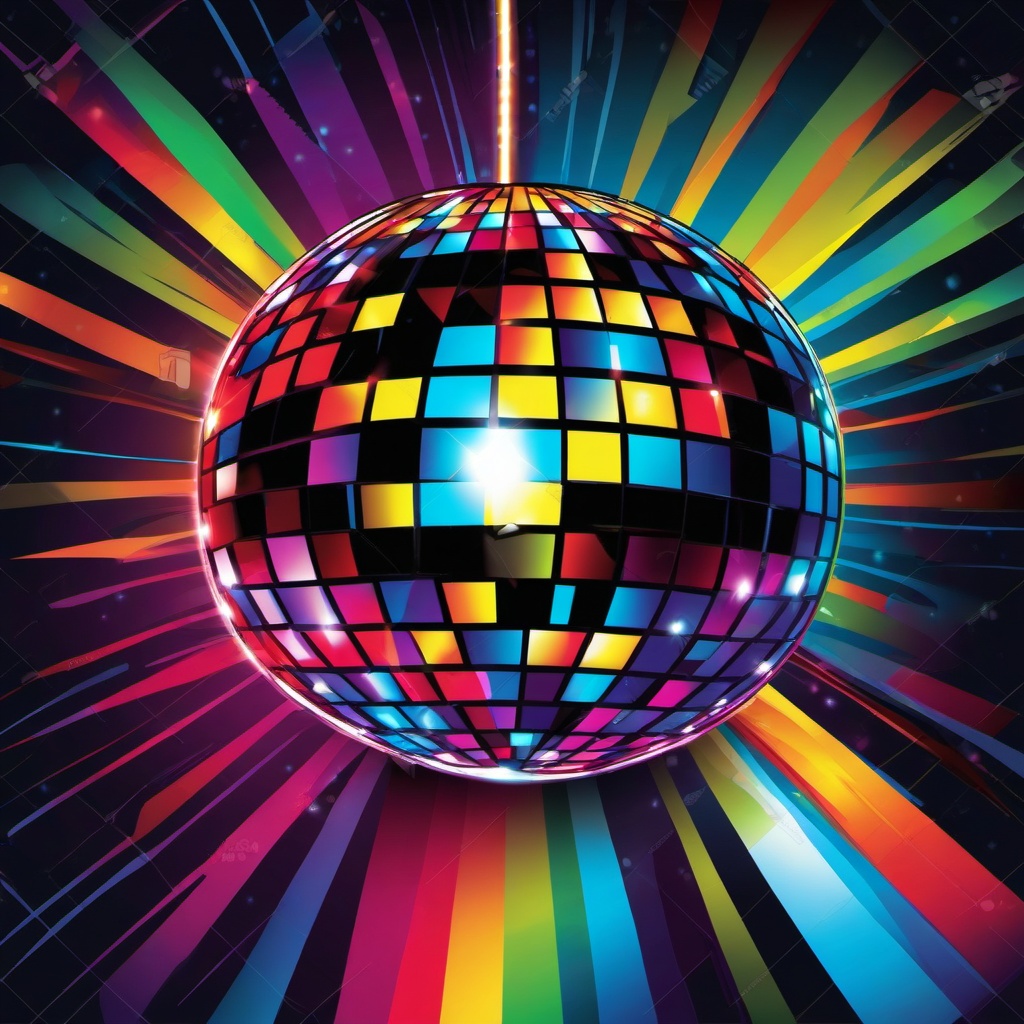 Disco Ball clipart - neon lights with disco ball  vector clipart