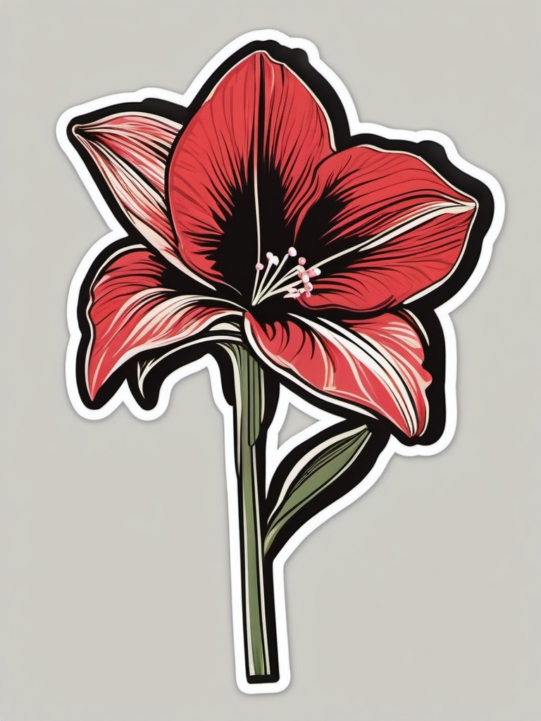 Amaryllis Sticker - Embrace the dramatic and trumpet-shaped blooms of amaryllis with this elegant sticker, , sticker vector art, minimalist design