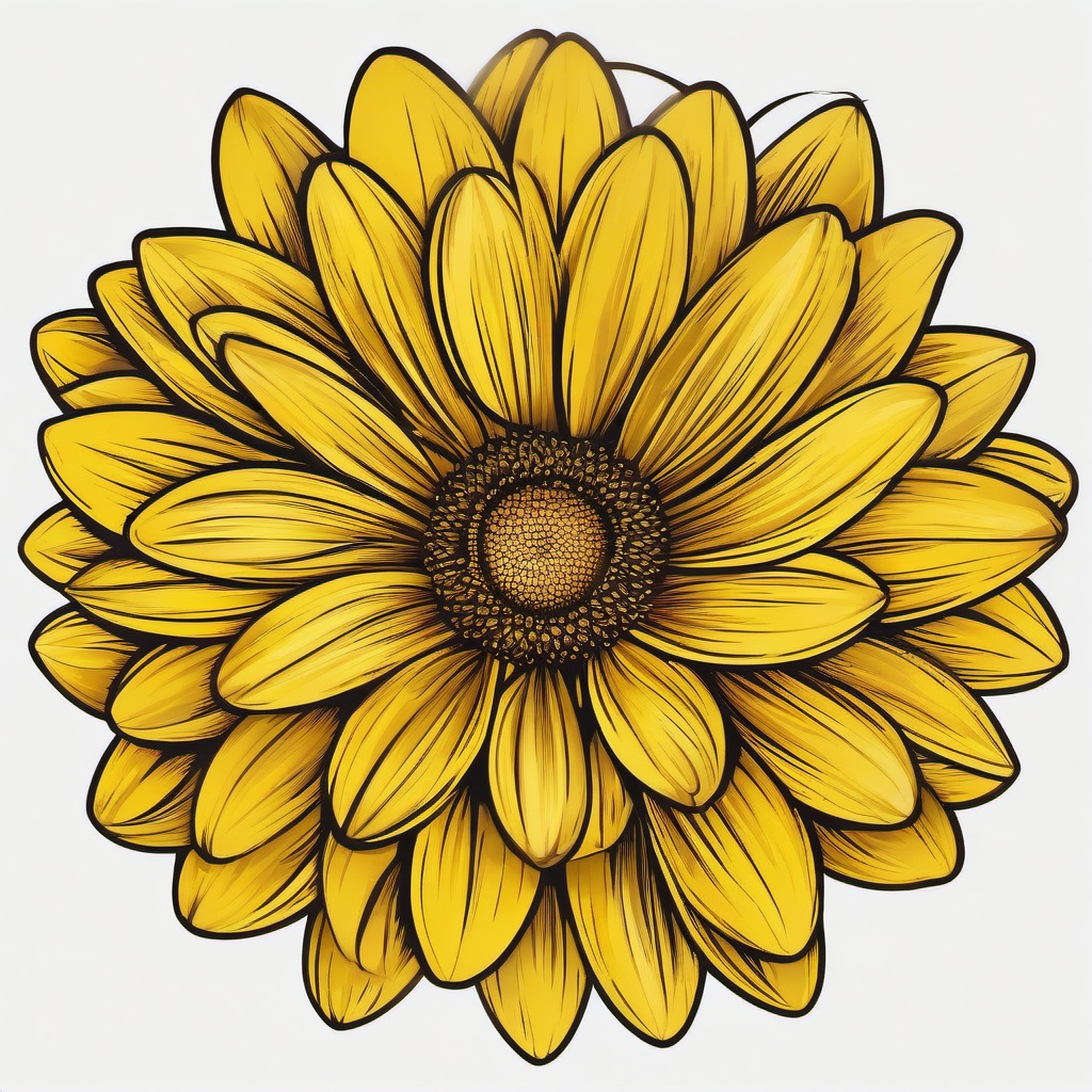 Yellow Daisy Tattoo-Infusion of vibrancy and positivity with a yellow daisy tattoo, symbolizing happiness and energy.  simple vector color tattoo